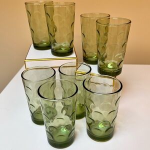 VINTAGE Green Dot Eldorado Hazel Atlas juice glasses. Set of 8.